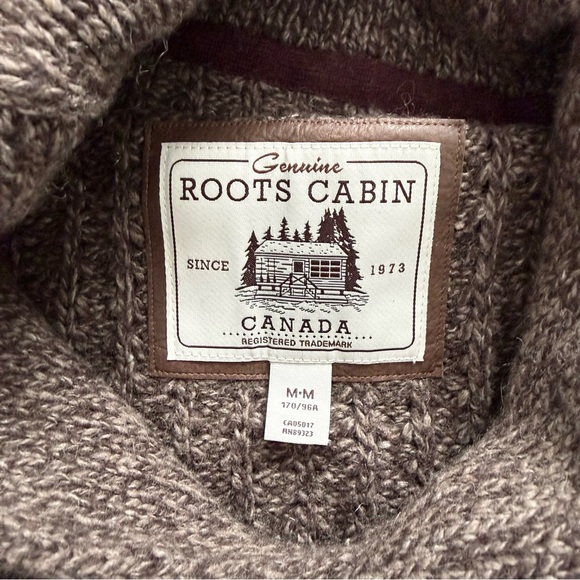 Roots Brown Cardigan with Cream  & Burgundy Trim - Picture 3 of 9